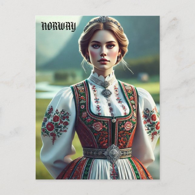 Norwegian Woman in traditional Bunad attire Postcard (Front)