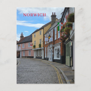 Norwich bâtiments colorés vue carte postale