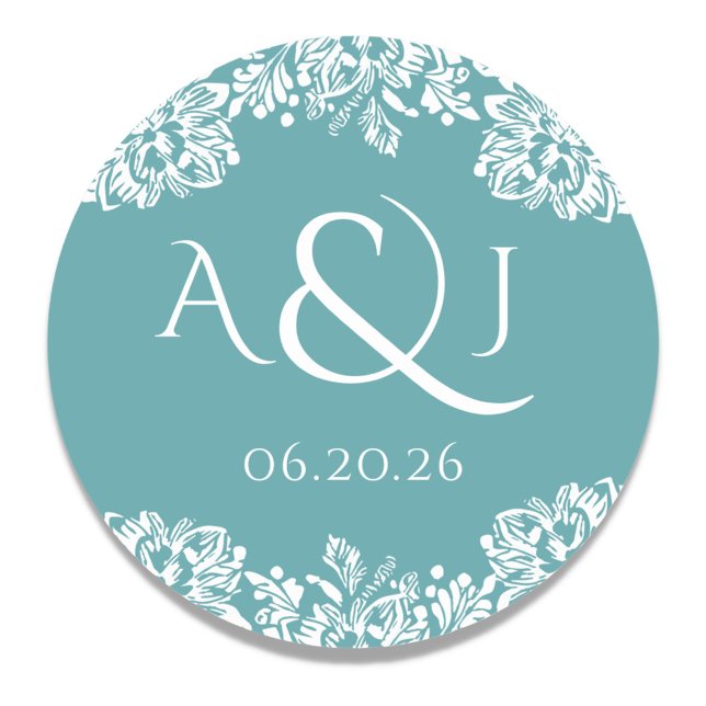 Norwich Classic Wedding Monogram Classic Round Sticker (Personalized Monogram and Wedding Date)