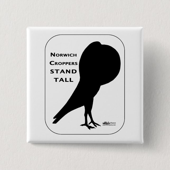 Norwich Cropper Pigeons Stand Tall 2 Inch Square Button (Front)