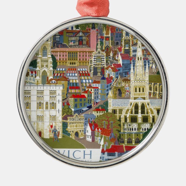 Norwich England Metal Ornament (Front)