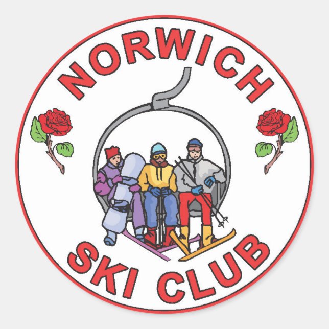 Norwich Ski Club stickers (3"x3" set of 6) (Front)