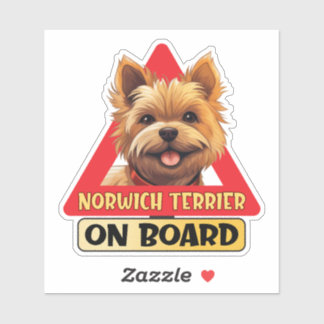 Norwich Terrier On Board Funny Dog Red Road Sign