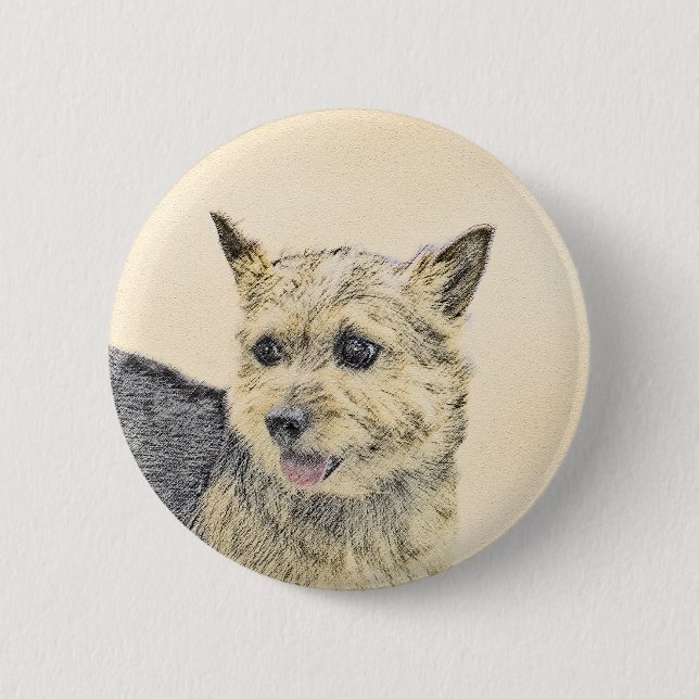 Norwich Terrier Painting - Cute Original Dog Art 2 Inch Round Button (Front)