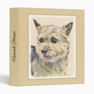 Norwich Terrier Painting - Cute Original Dog Art B Binder