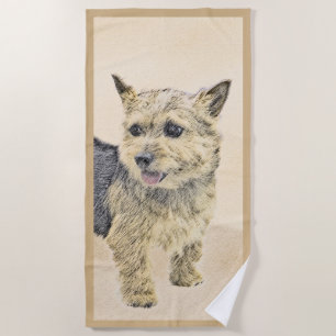 Norwich Terrier Painting - Cute Original Dog Art Beach Towel