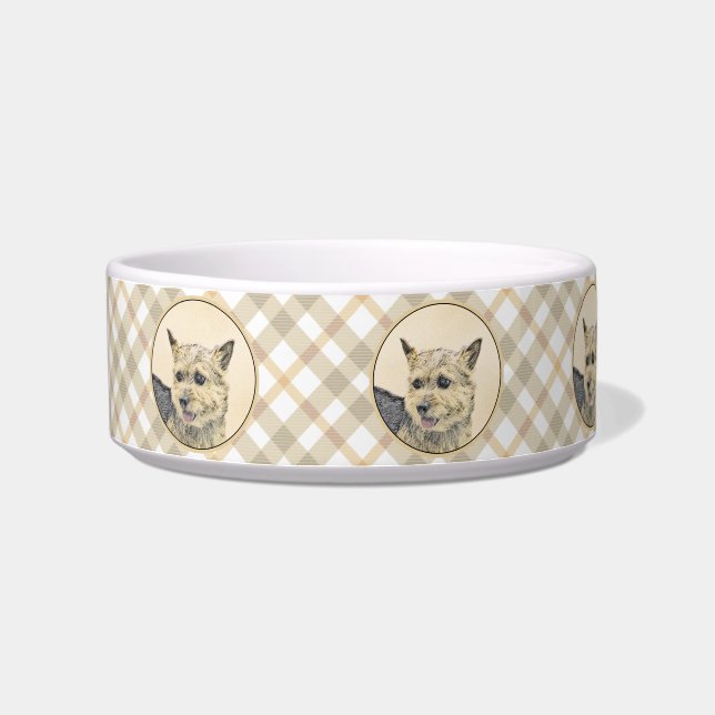 Norwich Terrier Painting - Cute Original Dog Art Bowl (Left)