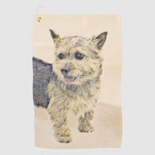 Norwich Terrier Painting - Cute Original Dog Art Golf Towel