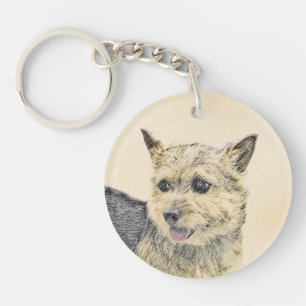 Norwich Terrier Painting - Cute Original Dog Art Keychain