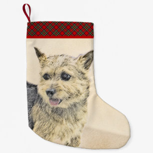 Norwich Terrier Painting - Cute Original Dog Art Small Christmas Stocking