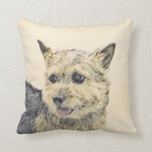 Norwich Terrier Painting - Cute Original Dog Art Throw Pillow