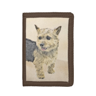 Norwich Terrier Painting - Cute Original Dog Art Trifold Wallet