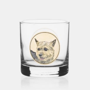 Norwich Terrier Painting - Cute Original Dog Art Whiskey Glass