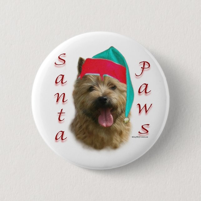 Norwich Terrier Santa Paws 2 Inch Round Button (Front)