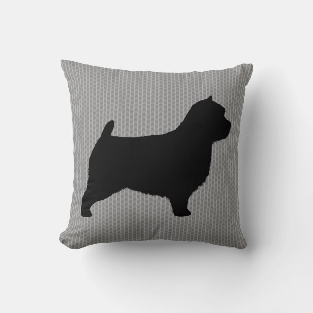 Norwich Terrier Silhouette Throw Pillow (Front)