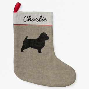 Norwich Terrier Silhouette with Custom Text Small Christmas Stocking