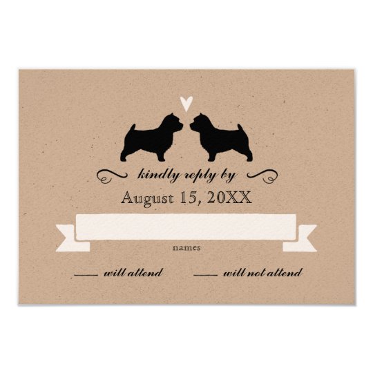 Norwich Terrier Silhouettes Wedding Reply RSVP Card