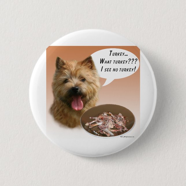 Norwich Terrier Turkey 2 Inch Round Button (Front)