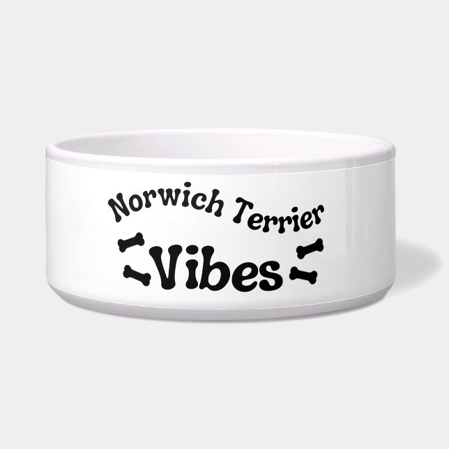 Norwich Terrier Vibes Ceramic Dog Bowl  (Left)