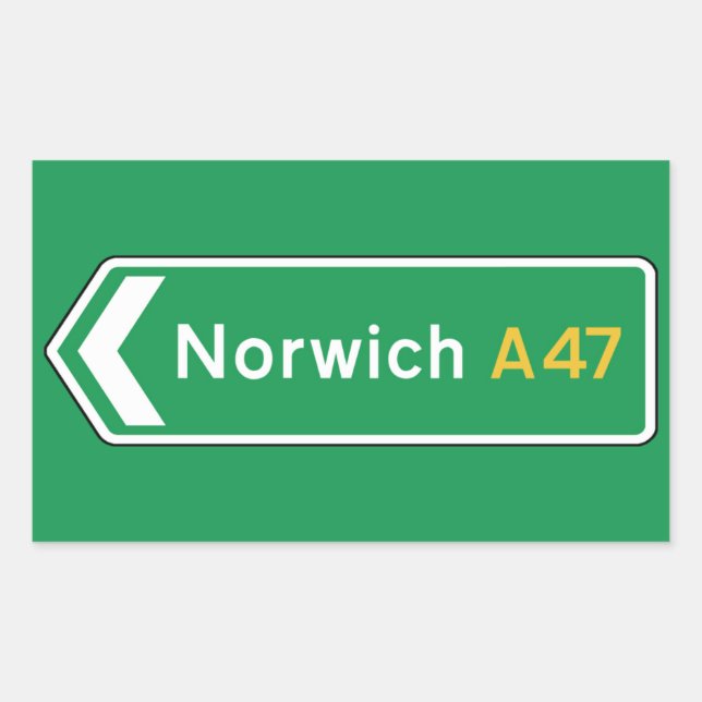Norwich, UK Road Sign Sticker (Front)