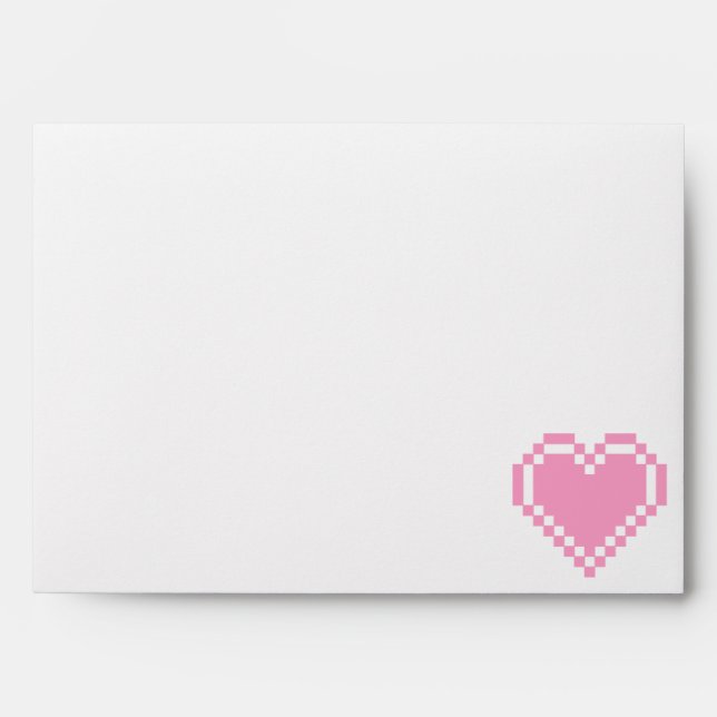 Nos Coeurs 8 bits dans les enveloppes pétales rose (Devant)