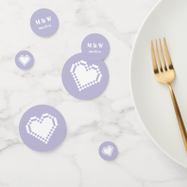 Nos Coeurs 8 bits en Confetti Table Lavender (Groupe)