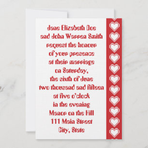 Nos Coeurs 8 bits en Faire-part de mariage cerise