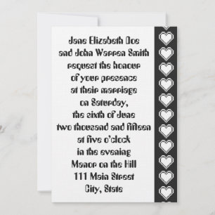 Nos Coeurs 8 bits en Faire-part de mariage noir