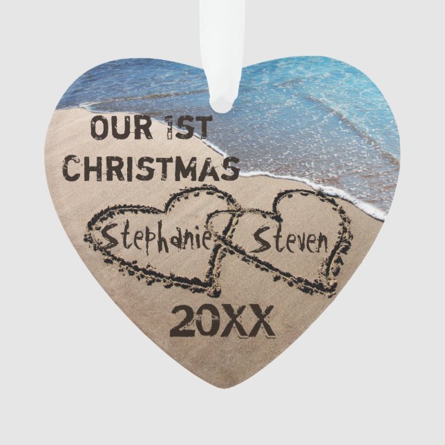 Nos Deux Coeurs De Noël Dans L'Ornement Du Sable (devant)