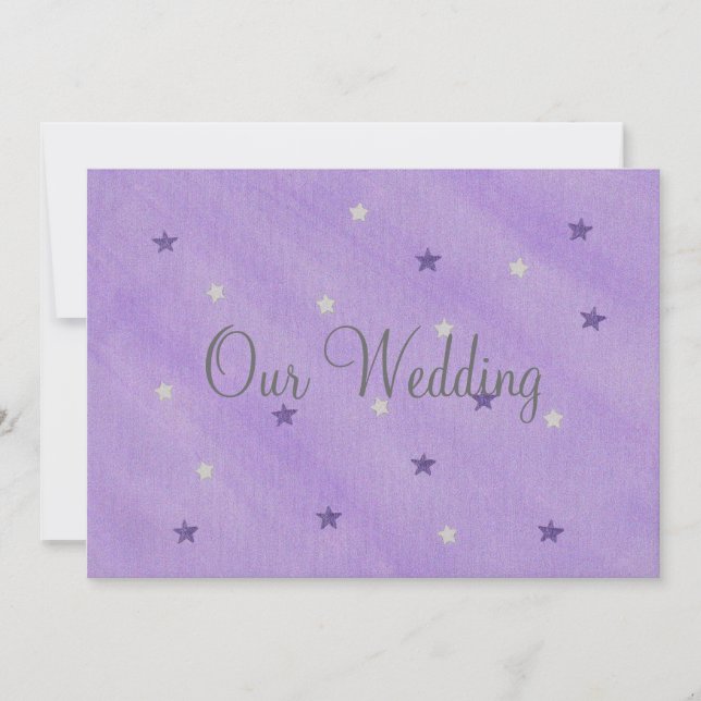 Nos invitations de mariage, étoiles violettes et a (Devant)