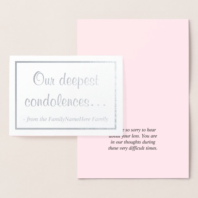 "Nos plus sincères condoléances…" Carte de sympath (Affichage)