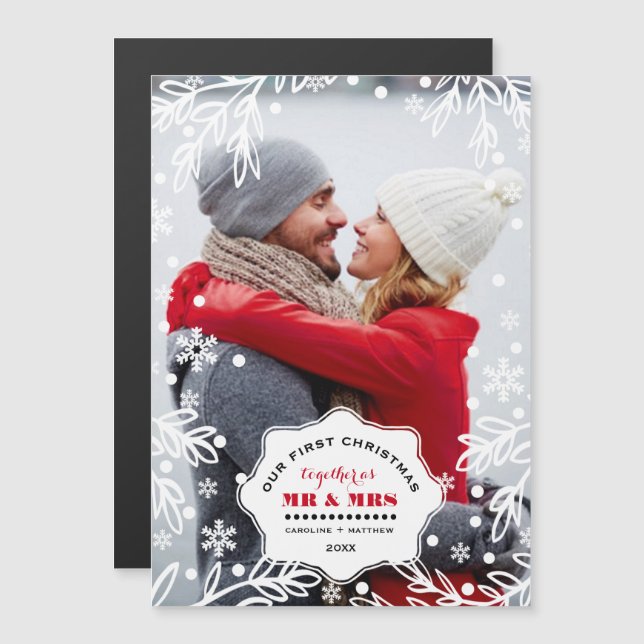 Nos premiers Noël Ensemble Cartes photos magnétiqu (Devant / Derrière)