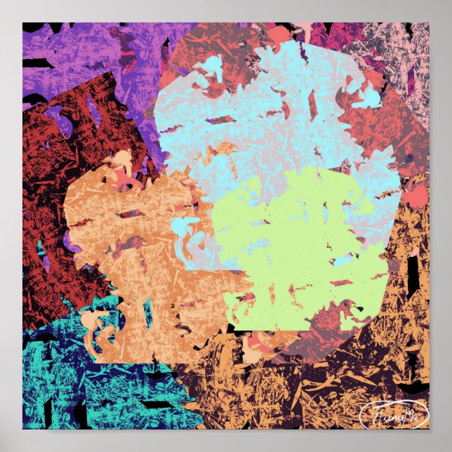 Nose Art I colourful abstract art with dogs Poster (Front)