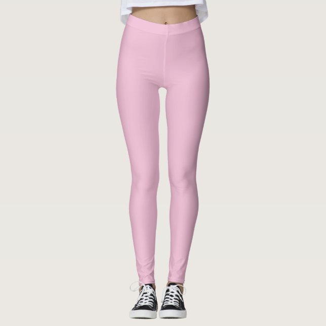Nosegay Light Pink Solid Colour Print, Blush Leggings (Front)
