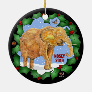 Nosey 2019 Christmas Ornament, 2 sided Ceramic Ornament