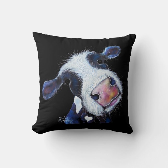 NoSeY CoW ' BeRTHa BeeTRooT ' BY SHiRLeY MacARTHuR Throw Pillow (Front)