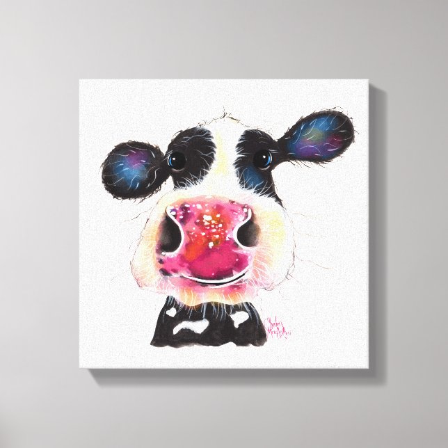 NoSeY CoW ' BuBBLeS ' by SHiRLeY MacARTHuR Canvas Print (Front)