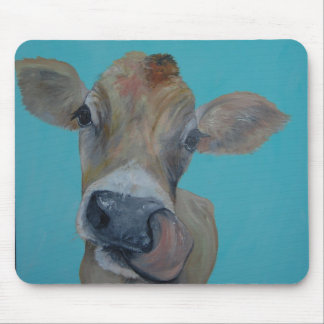 Nosey jersey cow mouse pad