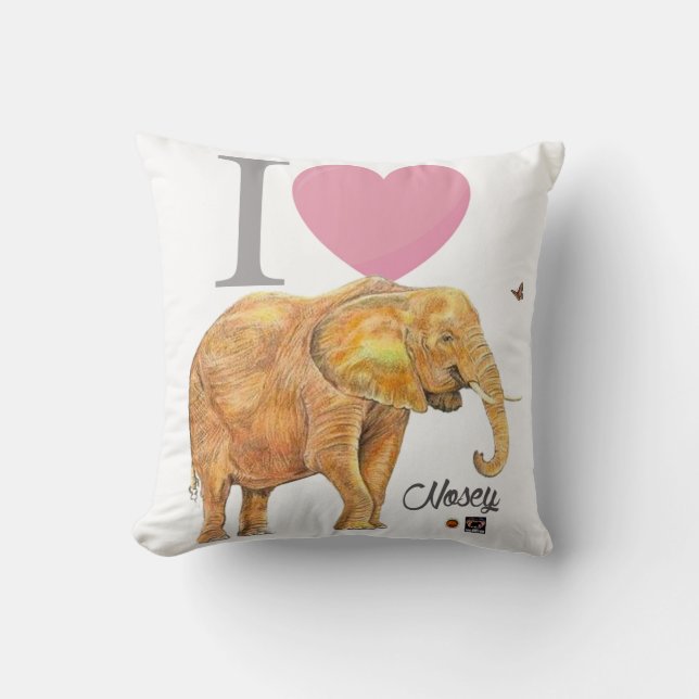 Nosey, One sided throw pillow. Pillow (Front)