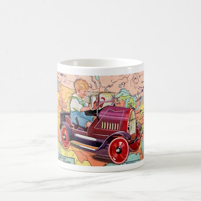 NOSTALGIA '30s BOY PEDAL CAR U.S.A. MAP THEME Coffee Mug (Center)