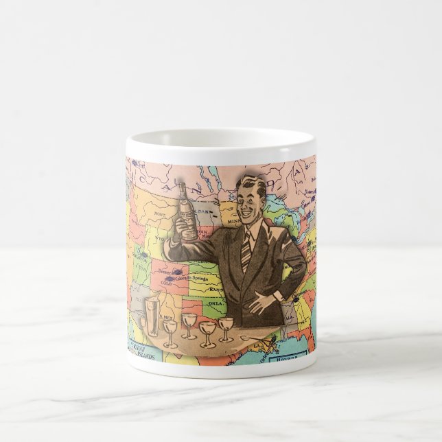 NOSTALGIA '50's MAN MARTINIS MAP THEME Coffee Mug (Center)
