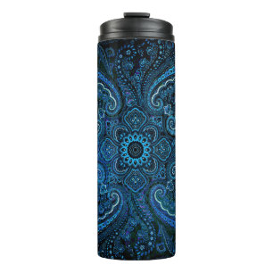 Nostalgia Blue Paisley Motif Thermal Tumbler