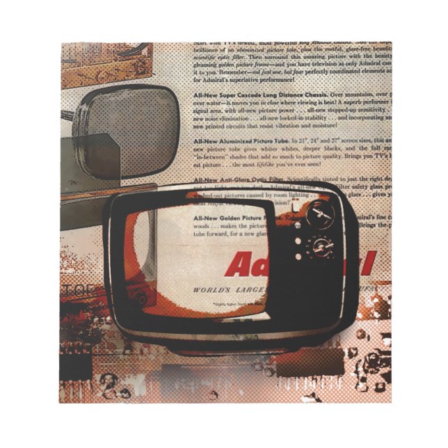 nostalgia Newspaper Retro TV vintage Television Notepad (Front)