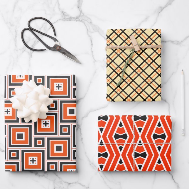 Nostalgic 70's Print in Retro Shades Wrapping Paper Sheet (Front)