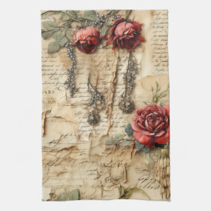 Nostalgic Antique Floral Love Letter Kitchen Towel
