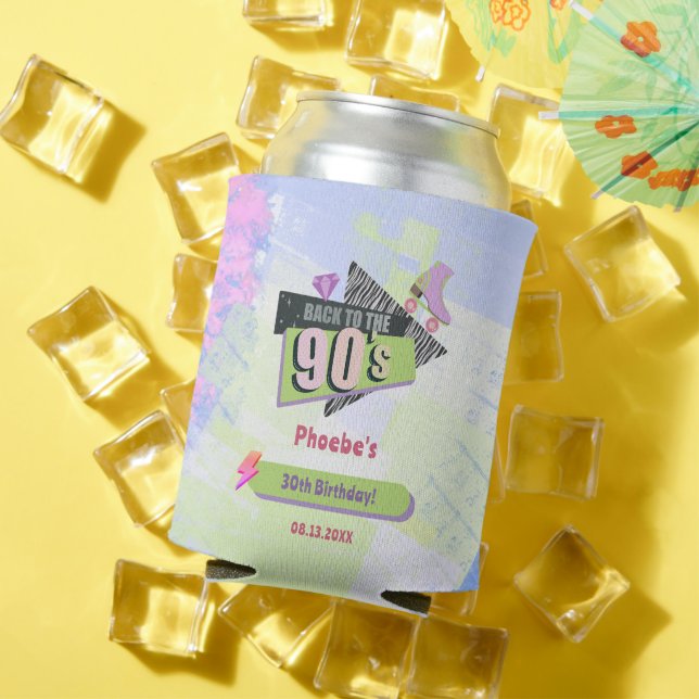 Nostalgic Back to the 90s Retro Birthday Party Can Cooler (In Situ Summer)