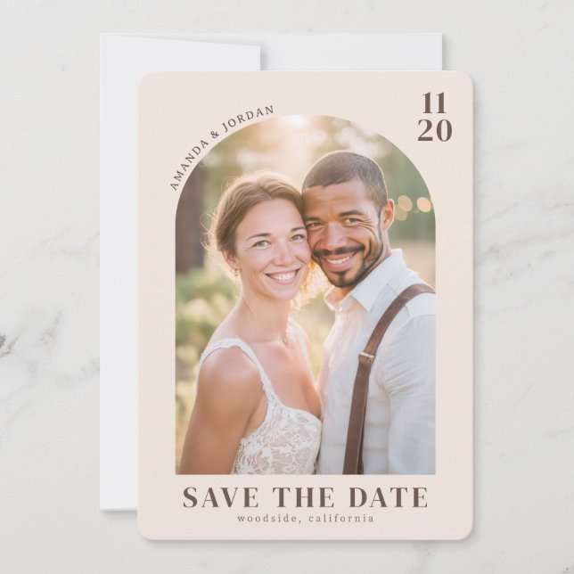 Nostalgic Beige Vintage Photo Save The Date (Front)
