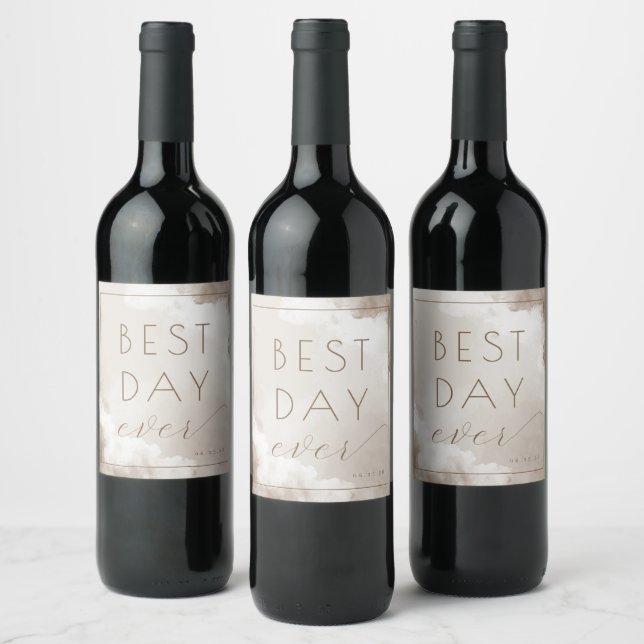 Nostalgic Beige Watercolor Calligraphy Wine Label (Bottles)