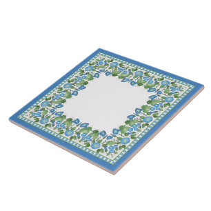 Nostalgic Blue Morning Glory Ceramic Tile