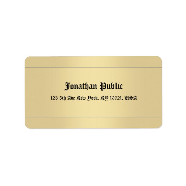 Nostalgic Calligraphed Gold Look Template Classic Label (Front)